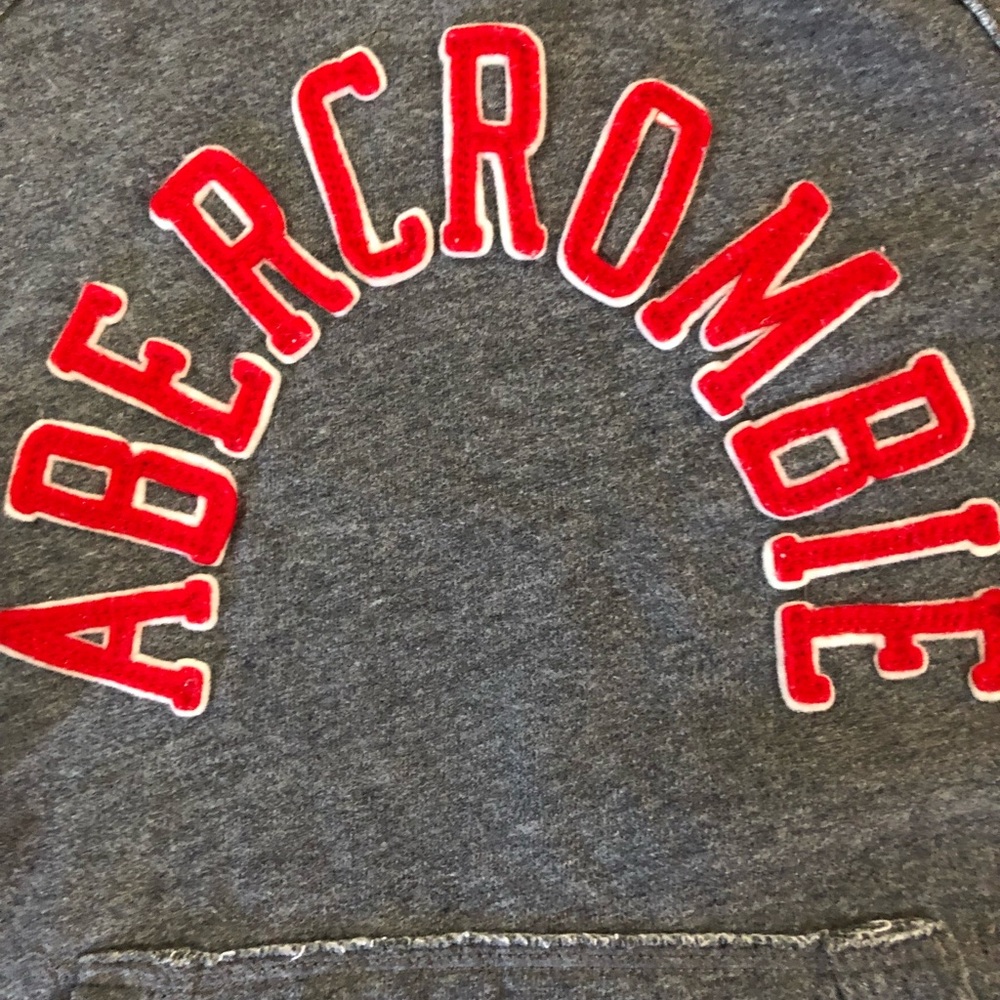 Abercrombie and Fitch grey logo hoodie size M